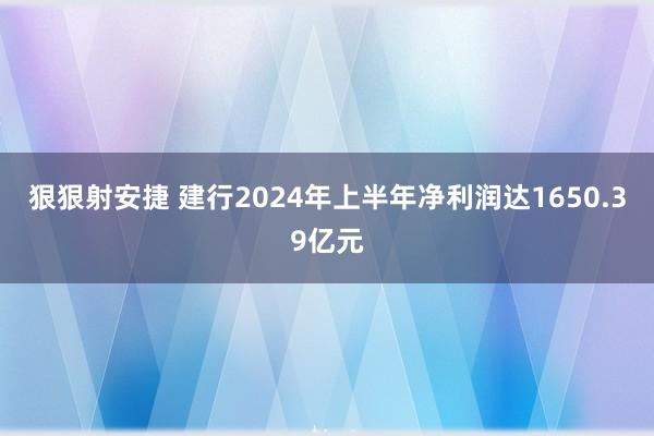 狠狠射安捷 建行2024年上半年净利润达1650.39亿元