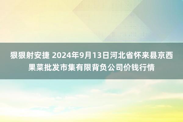 狠狠射安捷 2024年9月13日河北省怀来县京西果菜批发市集有限背负公司价钱行情