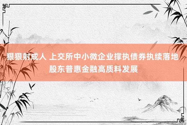 狠狠射成人 上交所中小微企业撑执债券执续落地 股东普惠金融高质料发展