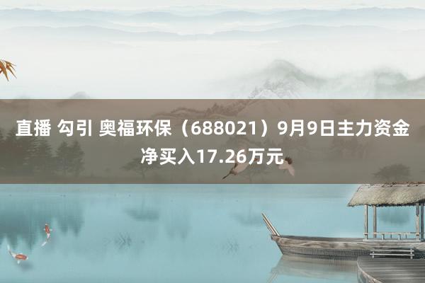 直播 勾引 奥福环保（688021）9月9日主力资金净买入17.26万元