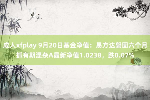 成人xfplay 9月20日基金净值：易方达磐固六个月抓有期混杂A最新净值1.0238，跌0.07%