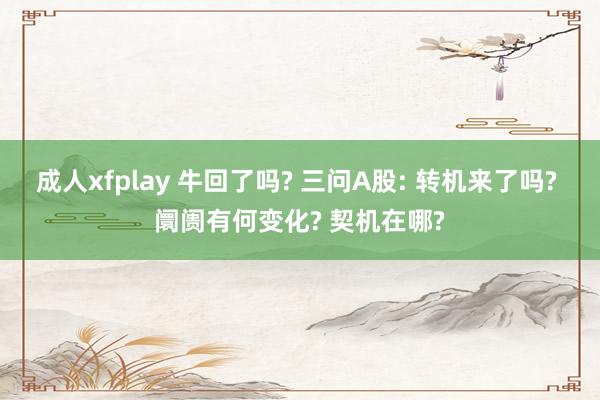 成人xfplay 牛回了吗? 三问A股: 转机来了吗? 阛阓有何变化? 契机在哪?