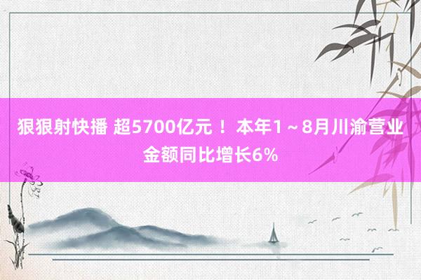 狠狠射快播 超5700亿元 ！本年1～8月川渝营业金额同比增长6%