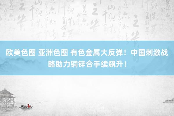 欧美色图 亚洲色图 有色金属大反弹！中国刺激战略助力铜锌合手续飙升！