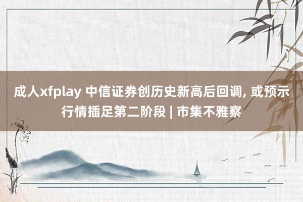 成人xfplay 中信证券创历史新高后回调， 或预示行情插足第二阶段 | 市集不雅察