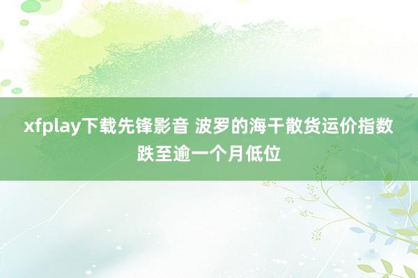 xfplay下载先锋影音 波罗的海干散货运价指数跌至逾一个月低位