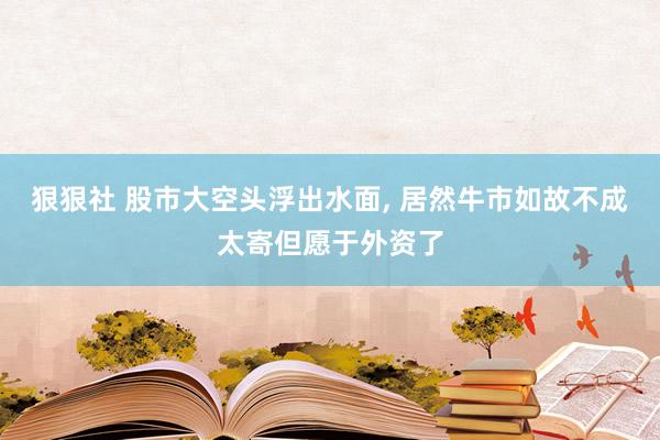 狠狠社 股市大空头浮出水面, 居然牛市如故不成太寄但愿于外资了