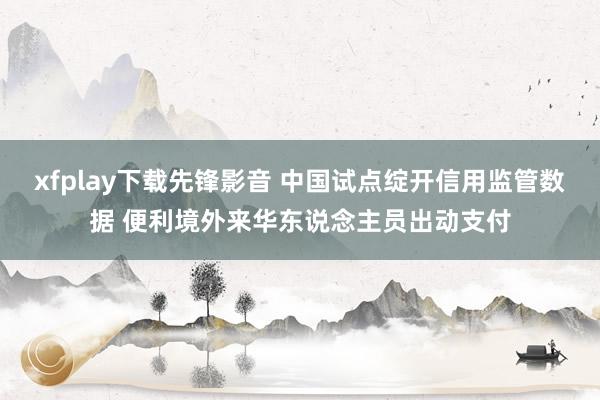 xfplay下载先锋影音 中国试点绽开信用监管数据 便利境外来华东说念主员出动支付