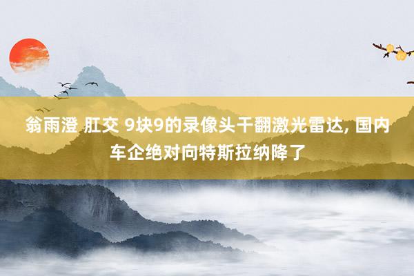 翁雨澄 肛交 9块9的录像头干翻激光雷达， 国内车企绝对向特斯拉纳降了