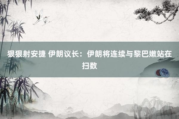 狠狠射安捷 伊朗议长：伊朗将连续与黎巴嫩站在扫数