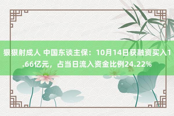 狠狠射成人 中国东谈主保：10月14日获融资买入1.66亿元，占当日流入资金比例24.22%