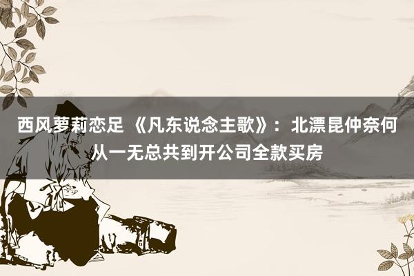 西风萝莉恋足 《凡东说念主歌》：北漂昆仲奈何从一无总共到开公司全款买房