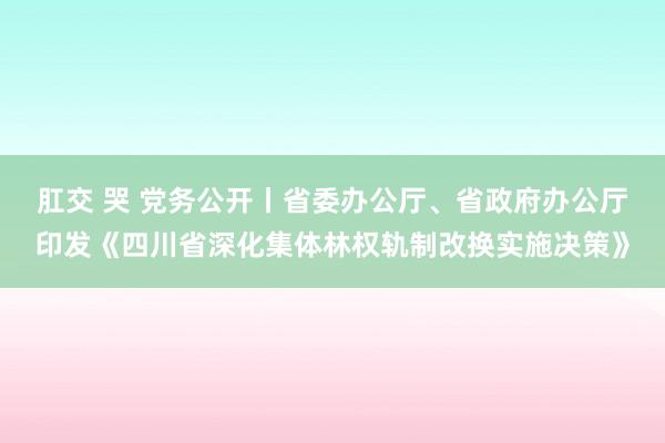 肛交 哭 党务公开丨省委办公厅、省政府办公厅印发《四川省深化集体林权轨制改换实施决策》