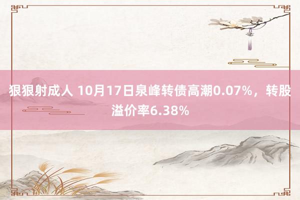 狠狠射成人 10月17日泉峰转债高潮0.07%，转股溢价率6.38%