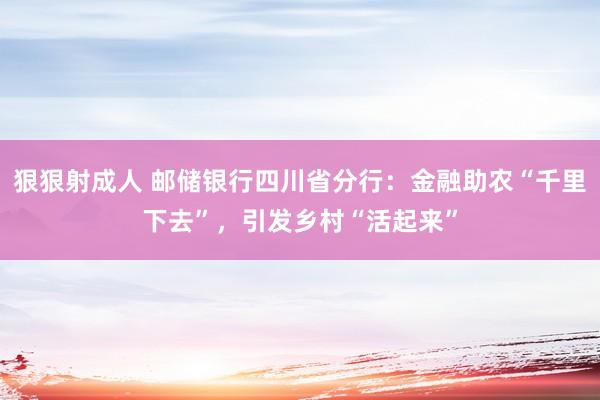 狠狠射成人 邮储银行四川省分行：金融助农“千里下去”，引发乡村“活起来”