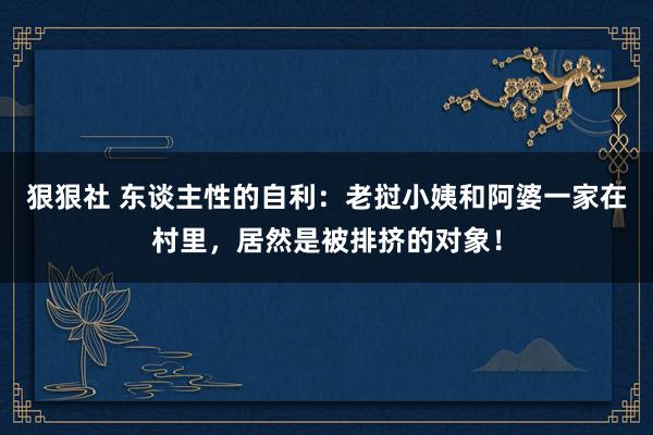 狠狠社 东谈主性的自利：老挝小姨和阿婆一家在村里，居然是被排挤的对象！