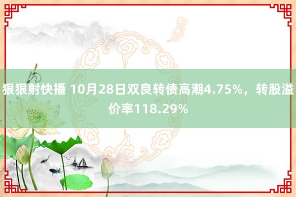 狠狠射快播 10月28日双良转债高潮4.75%，转股溢价率118.29%