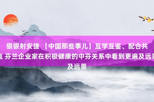 狠狠射安捷 【中国那些事儿】互学互鉴、配合共赢 芬兰企业家在积极健康的中芬关系中看到更遍及远景