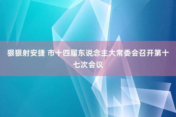 狠狠射安捷 市十四届东说念主大常委会召开第十七次会议