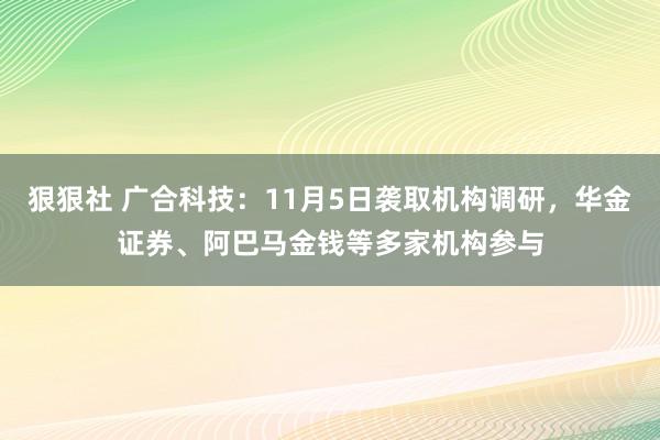 狠狠社 广合科技：11月5日袭取机构调研，华金证券、阿巴马金钱等多家机构参与