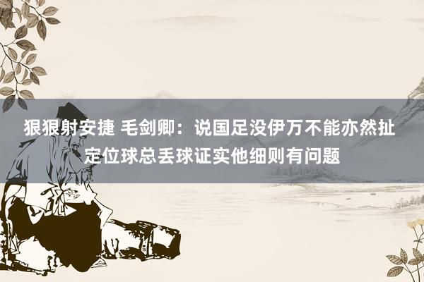 狠狠射安捷 毛剑卿：说国足没伊万不能亦然扯 定位球总丢球证实他细则有问题