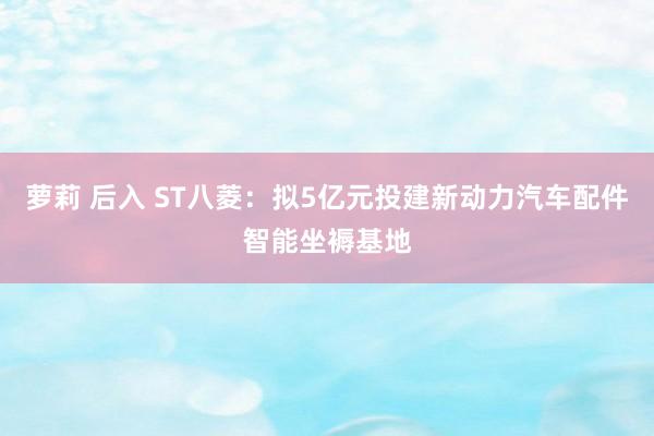 萝莉 后入 ST八菱：拟5亿元投建新动力汽车配件智能坐褥基地