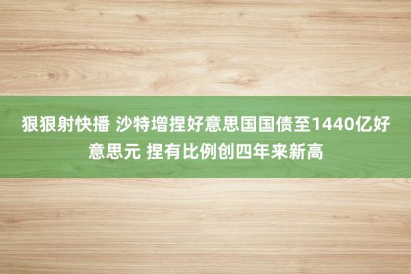 狠狠射快播 沙特增捏好意思国国债至1440亿好意思元 捏有比例创四年来新高