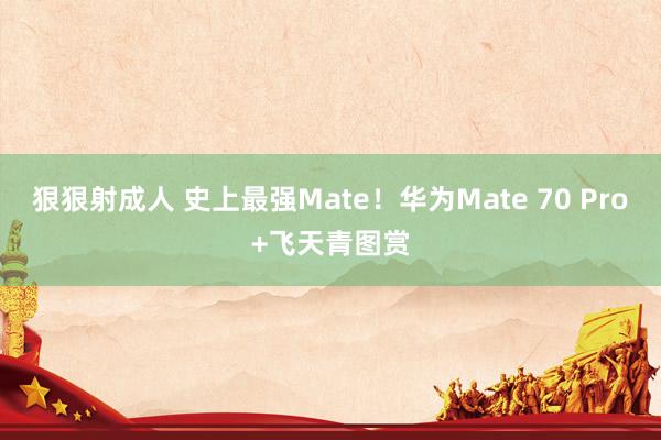 狠狠射成人 史上最强Mate！华为Mate 70 Pro+飞天青图赏