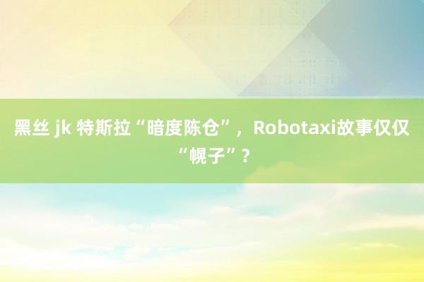 黑丝 jk 特斯拉“暗度陈仓”，Robotaxi故事仅仅“幌子”？