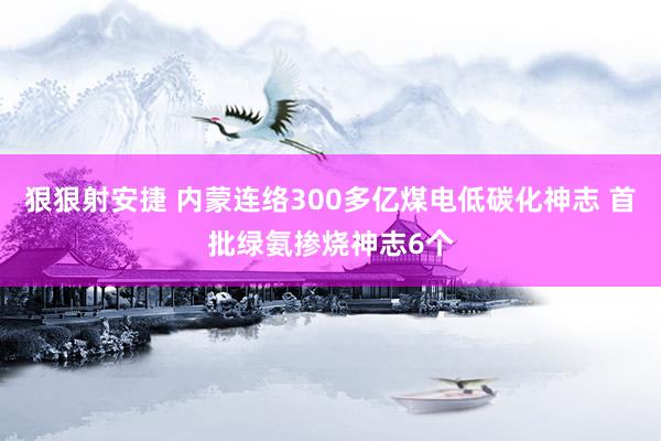 狠狠射安捷 内蒙连络300多亿煤电低碳化神志 首批绿氨掺烧神志6个