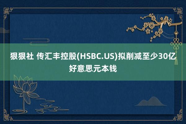 狠狠社 传汇丰控股(HSBC.US)拟削减至少30亿好意思元本钱