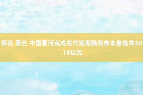 探花 黑丝 中国星河完成兑付短期融资券本息统共30.14亿元