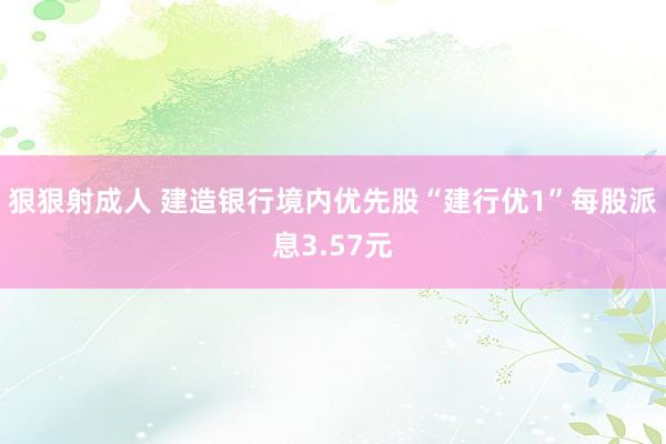 狠狠射成人 建造银行境内优先股“建行优1”每股派息3.57元