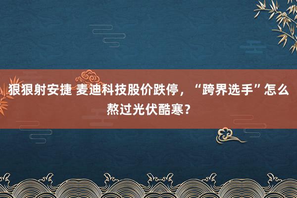 狠狠射安捷 麦迪科技股价跌停，“跨界选手”怎么熬过光伏酷寒？