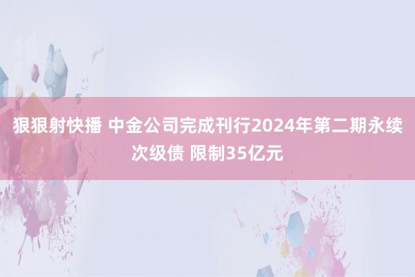 狠狠射快播 中金公司完成刊行2024年第二期永续次级债 限制35亿元