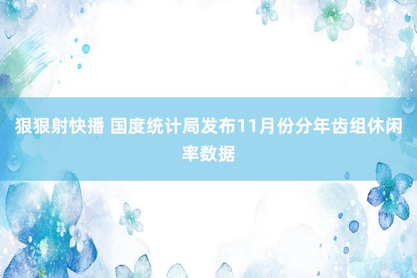 狠狠射快播 国度统计局发布11月份分年齿组休闲率数据