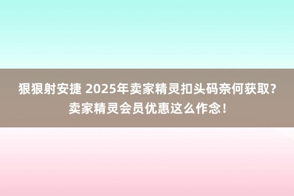 狠狠射安捷 2025年卖家精灵扣头码奈何获取？卖家精灵会员优惠这么作念！