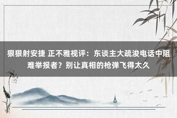 狠狠射安捷 正不雅视评：东谈主大疏浚电话中阻难举报者？别让真相的枪弹飞得太久