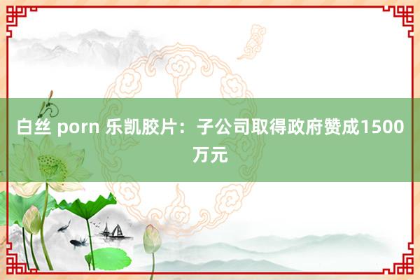 白丝 porn 乐凯胶片：子公司取得政府赞成1500万元