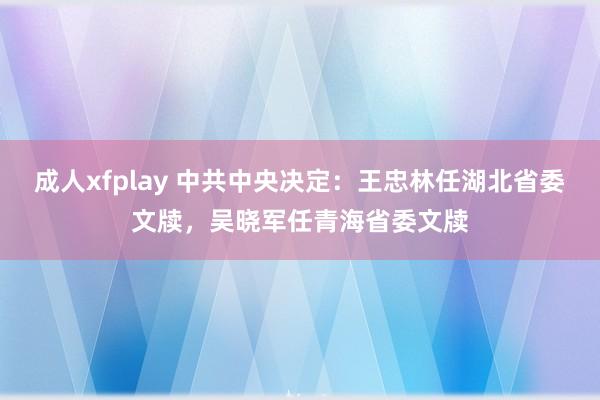 成人xfplay 中共中央决定：王忠林任湖北省委文牍，吴晓军任青海省委文牍