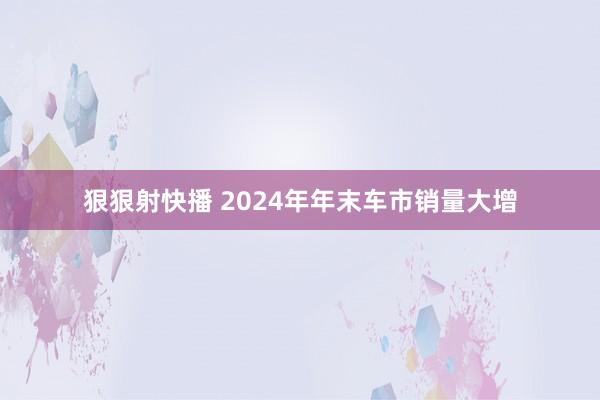 狠狠射快播 2024年年末车市销量大增