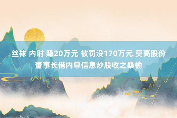 丝袜 内射 赚20万元 被罚没170万元 莫高股份董事长借内幕信息炒股收之桑榆