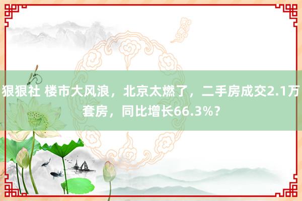 狠狠社 楼市大风浪，北京太燃了，二手房成交2.1万套房，同比增长66.3%？