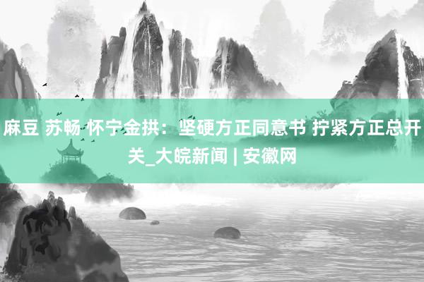 麻豆 苏畅 怀宁金拱：坚硬方正同意书 拧紧方正总开关_大皖新闻 | 安徽网