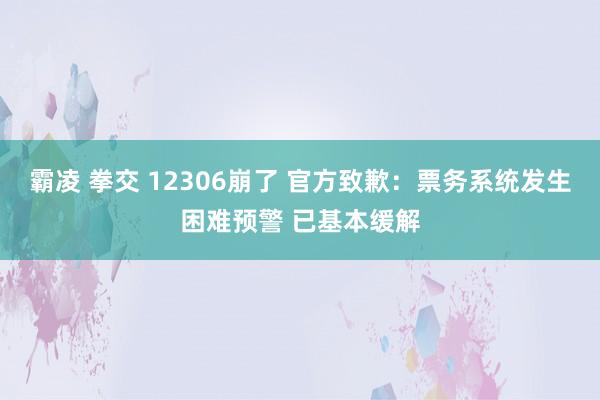 霸凌 拳交 12306崩了 官方致歉：票务系统发生困难预警 已基本缓解