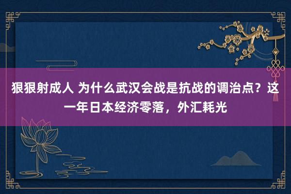 狠狠射成人 为什么武汉会战是抗战的调治点？这一年日本经济零落，外汇耗光