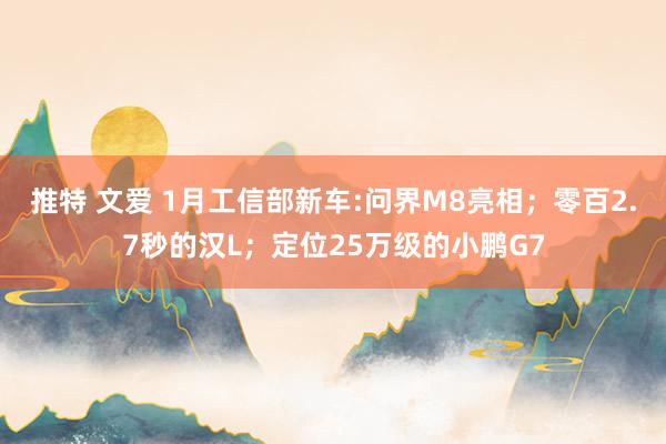 推特 文爱 1月工信部新车:问界M8亮相；零百2.7秒的汉L；定位25万级的小鹏G7