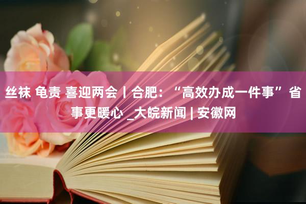 丝袜 龟责 喜迎两会丨合肥：“高效办成一件事” 省事更暖心 _大皖新闻 | 安徽网