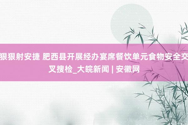 狠狠射安捷 肥西县开展经办宴席餐饮单元食物安全交叉搜检_大皖新闻 | 安徽网